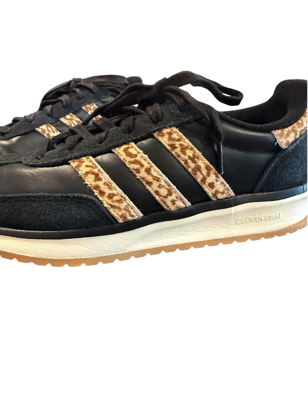 ADIDAS 70’s 2.0 Leopard Black Leather Sneakers Women’s 7.5 (K15790) EUC - Picture 8 of 13